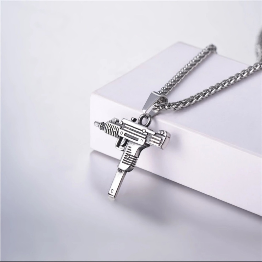 New unisex stainless steel gun shape necklace
